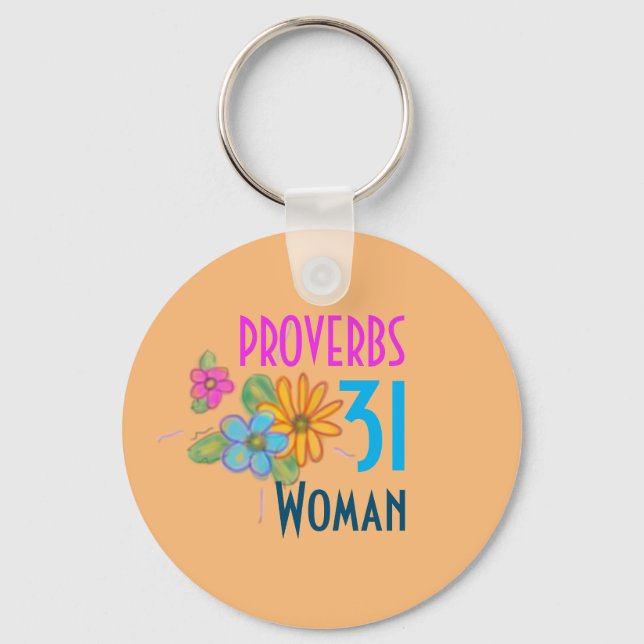 Chaveiro Escritura da Bíblia Cristã Floral MULHER DE PROVÉR (Frente)