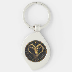 Chaveiro Escudo Dourado do Áries do Zodíaco