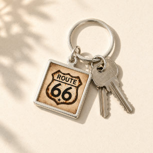 Chaveiro Escudo Vintage da Rota 66 Souvenir Americana