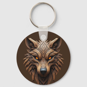 Chaveiro Escultura de Arte em Madeira de Lobo com Padrões G