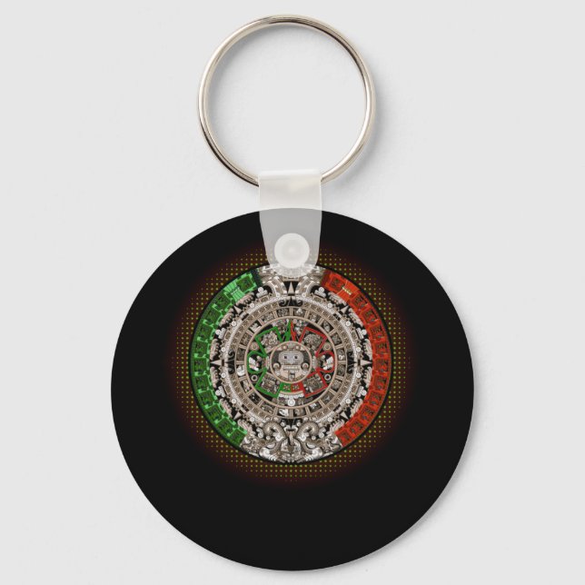 Chaveiro Escultura de Arte Mexicana do Calendário do Aztec  (Frente)