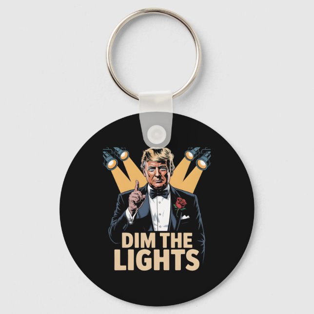 Chaveiro Escureça as Luzes Divertido Retro Trump  (Frente)