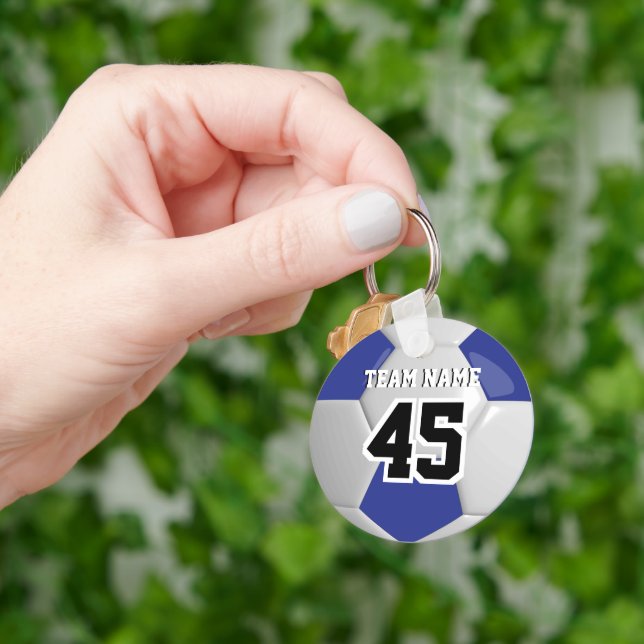 Chaveiro Escuro, Azul e Branco, bola de futebol (Mão)