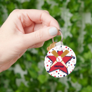Chaveiro Esfera e estrelas personalizadas de beisebol