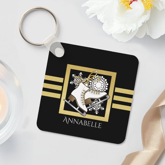 Chaveiro Esfolamento de gelo Dourado preto personalizado (Criador carregado)