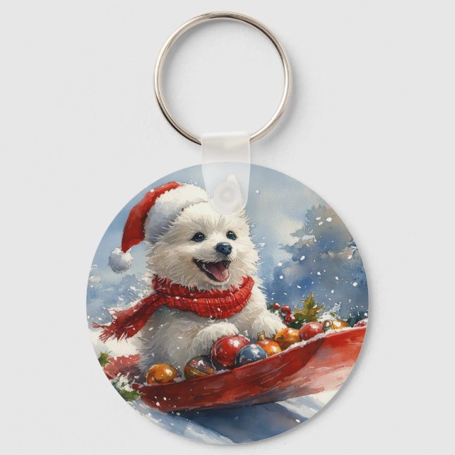 Chaveiro Eskimo Americano em Trenó Deixe Nevar Natal (Frente)