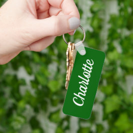 Chaveiro Esmeralda Verde e Nome Personalizado Branco
