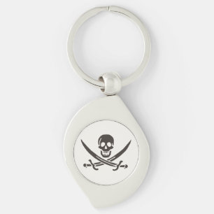 Chaveiro Espadas de crânio de obsidiana Bandeira pirata de