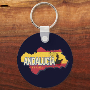 Chaveiro Espanha Andalusia Mapa de Férias Flamenco Vintage