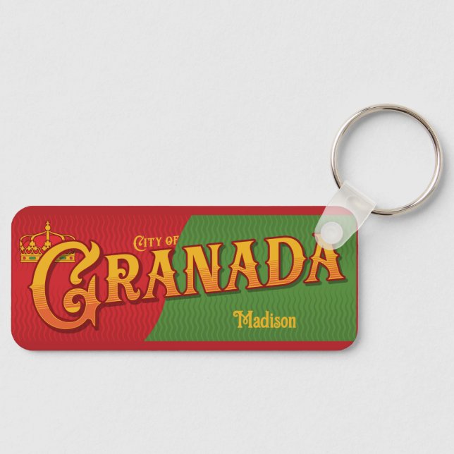 Chaveiro Espanha Granada de Nome Personalizado (Frente)