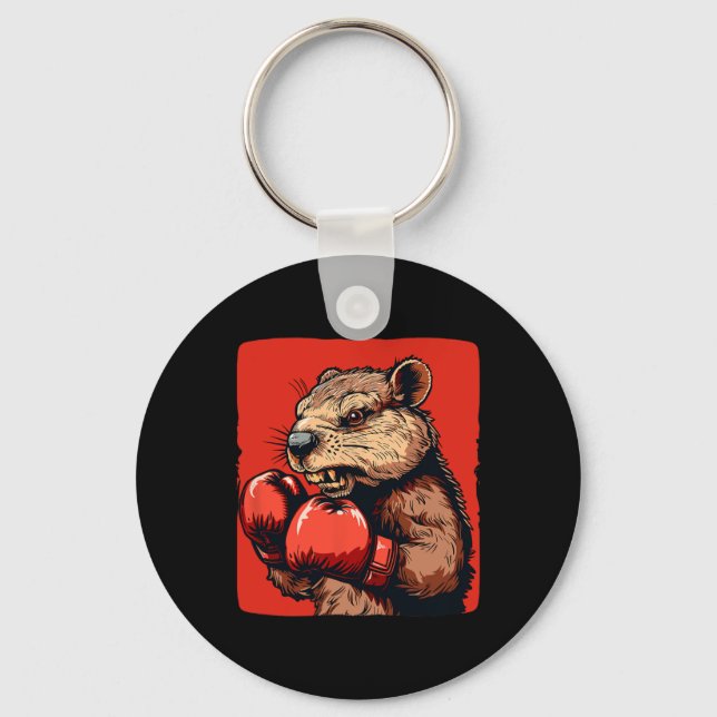 Chaveiro Espantoso Beaver Boxing Com Luvas Para Ventiladore (Frente)