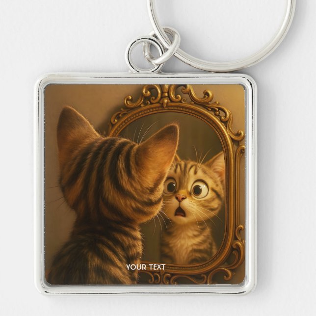Chaveiro Espelho de Gato Surpreso Fantasia Fofa (Frente)