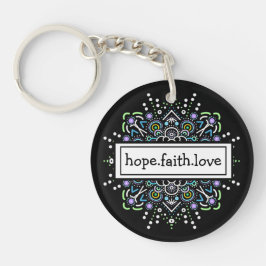 Chaveiro Esperança. Fé. Love Purple e Black Mandala