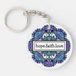Chaveiro Esperança. Fé. Love Purple e Blue Mandala