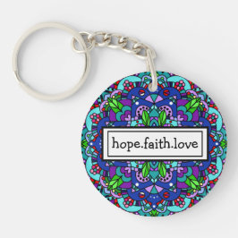 Chaveiro Esperança. Fé. Love Purple e Blue Mandala Keychai