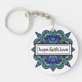 Chaveiro Esperança. Fé. Love Purple e Blue Mandala Keychai