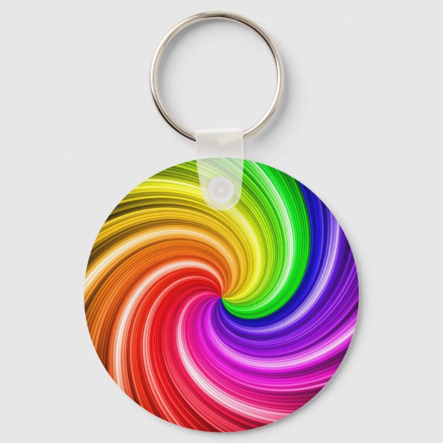 Chaveiro Espiral Colorida Tie Dye Rainbow Swirl Art Pattern (Frente)