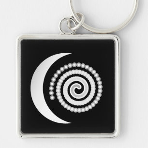 Chaveiro Espiral da Lua de Prata em preto
