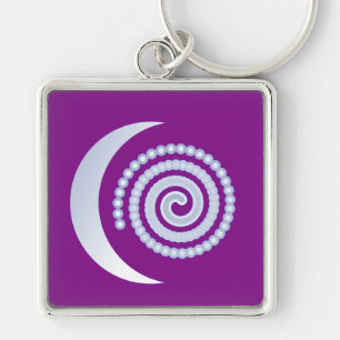 Chaveiro Espiral da Lua de Prata em roxo