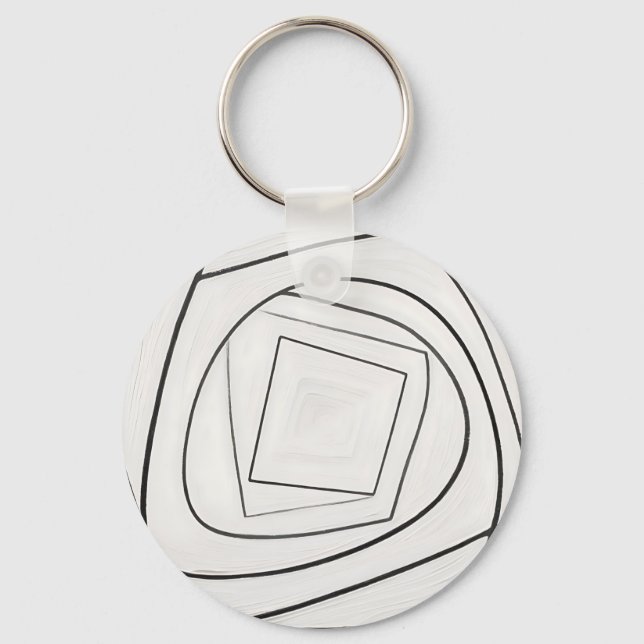 Chaveiro Espiral Quadrada Abstrata Preto e Branco (Frente)
