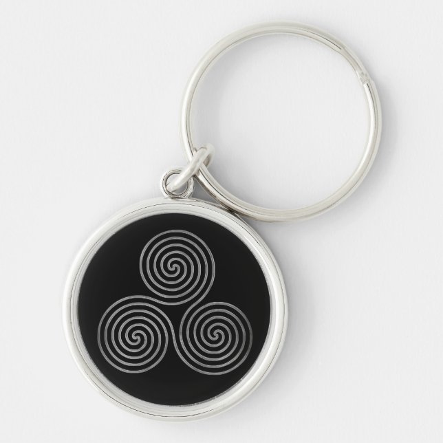 Chaveiro espiral tripla celta - Uma antiga linhaPrataPreto (Frente)
