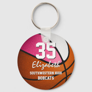 Chaveiro Espírito de equipe branca rosa - basquetebol femin
