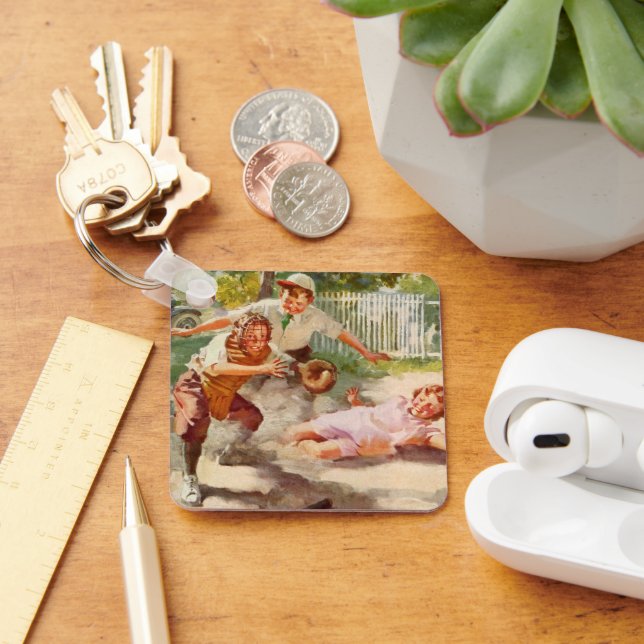 Chaveiro Esportes Antigos, Crianças Jogam Stickball Basebal (Mesa)