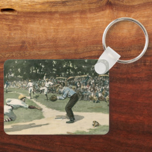 Chaveiro Esportes de Vintage, Jogador de Baseball deslizand