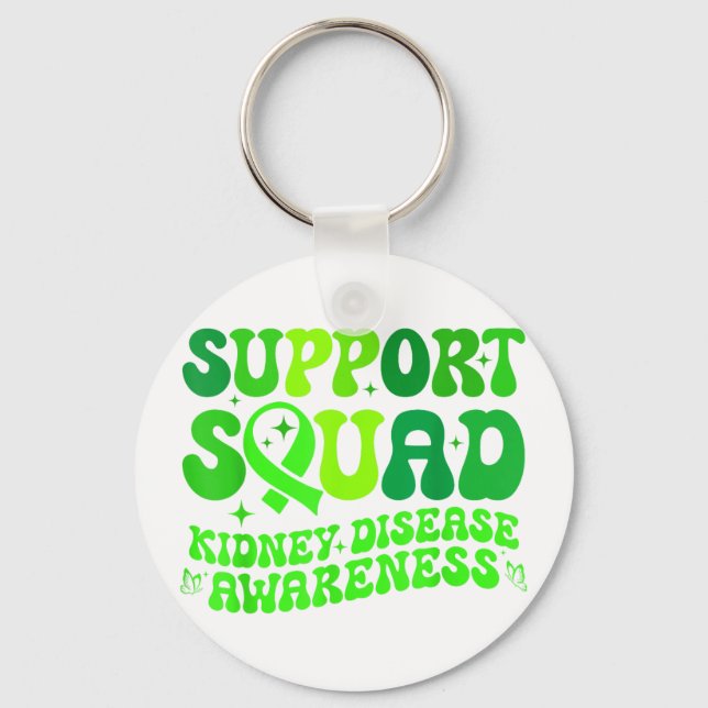 Chaveiro Esquadra de apoio laço da doença renal pkd verdeSu (Frente)