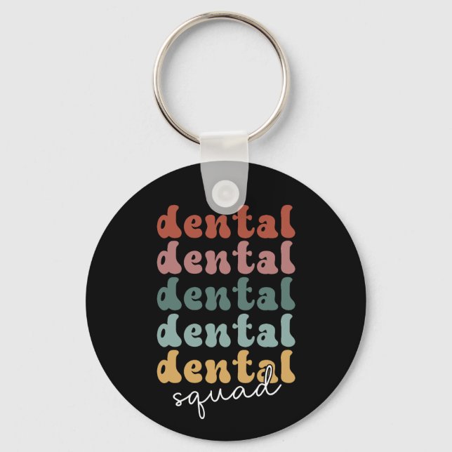 Chaveiro Esquadrão dentário retrô | Equipe dentária | Funci (Frente)
