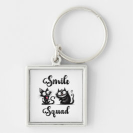 Chaveiro Esquadrão do Sorriso com Design de Gatos Engraçado