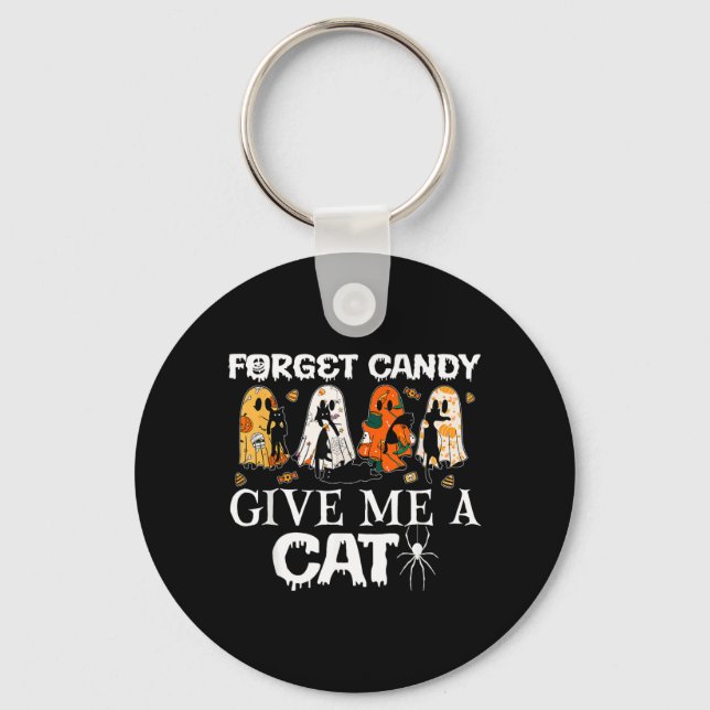 Chaveiro Esqueça Doce Dê a um Gato Engraçado Fantasma Gato  (Frente)