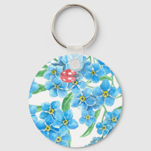 Chaveiro Esquece-me de um padrão floral intransigente