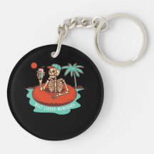 Esqueleto com uma bebida flutuando em um