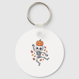Chaveiro Esqueleto Dançante de Halloween Fofo com Cabeça de