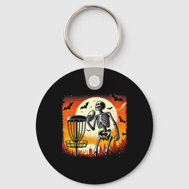 Chaveiro Esqueleto de Disco Golfe no Halloween Disco Golfe  (Frente)