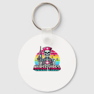 Chaveiro Esqueleto de Enfermeira Neon Retro � Camiseta Médi