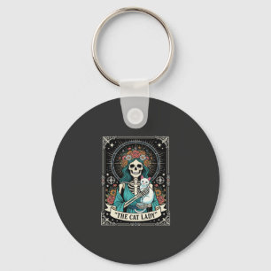Chaveiro Esqueleto de Gata Tarot Floral Gótico