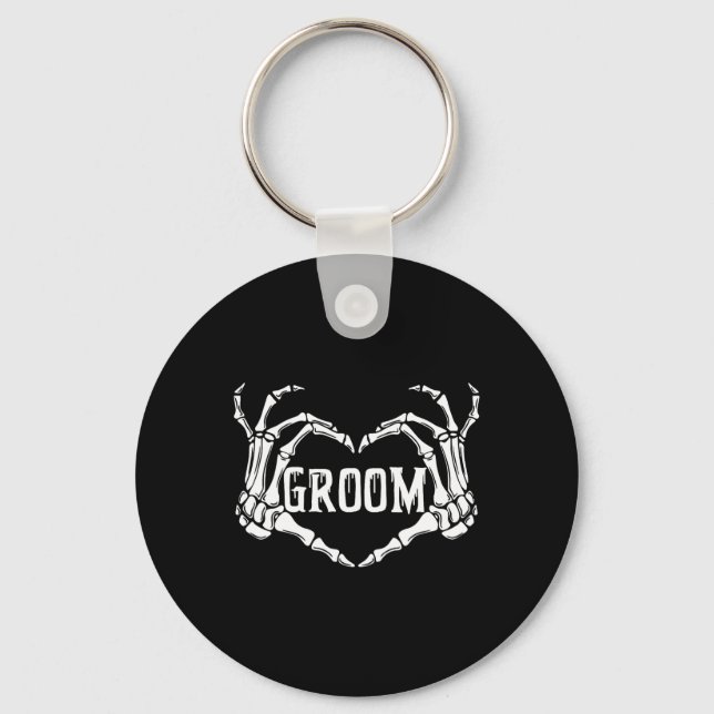 Chaveiro Esqueleto de Groom Spooky Mãos Noivado de Hallowee (Frente)