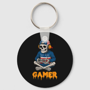 Chaveiro Esqueleto de Halloween Patriótico Gamer Funny Skel