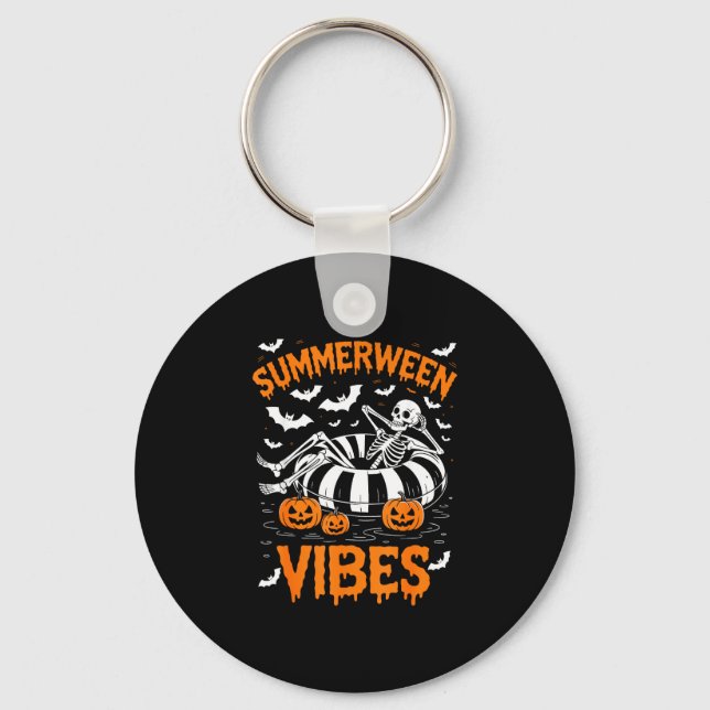 Chaveiro Esqueleto de Summerween vibes flutuando na piscina (Frente)