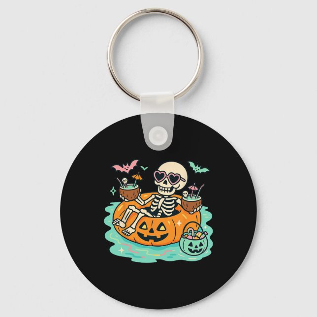 Chaveiro Esqueleto De Verão Na Piscina De Pumpkin Float Cut (Frente)