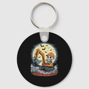Chaveiro Esqueleto Engraçado Conduzindo Escavador Halloween