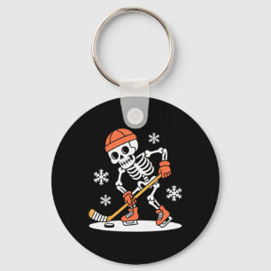 Chaveiro Esqueleto Engraçado de Hóquei no Gelo de Halloween