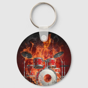 Chaveiro Esqueleto flamejante na corrente chave dos