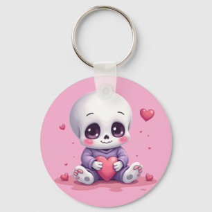 Chaveiro Esqueleto Kawaii Segurando Coração