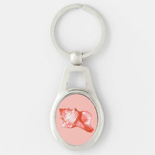 Chaveiro Esquema da concha - coral, casca rosa e branco