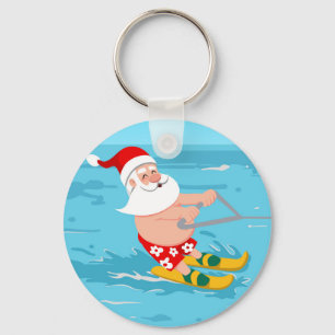 Chaveiro Esqui aquático de Cartoon Santa Claus