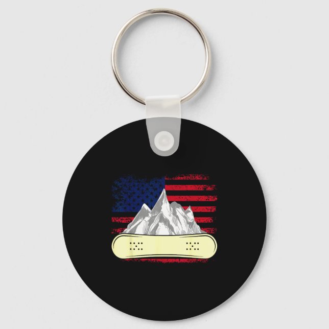 Chaveiro Esqui de snowboard bandeira americana (Frente)