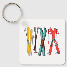 Chaveiro Esqui engraçado esquiar esquiador colorido